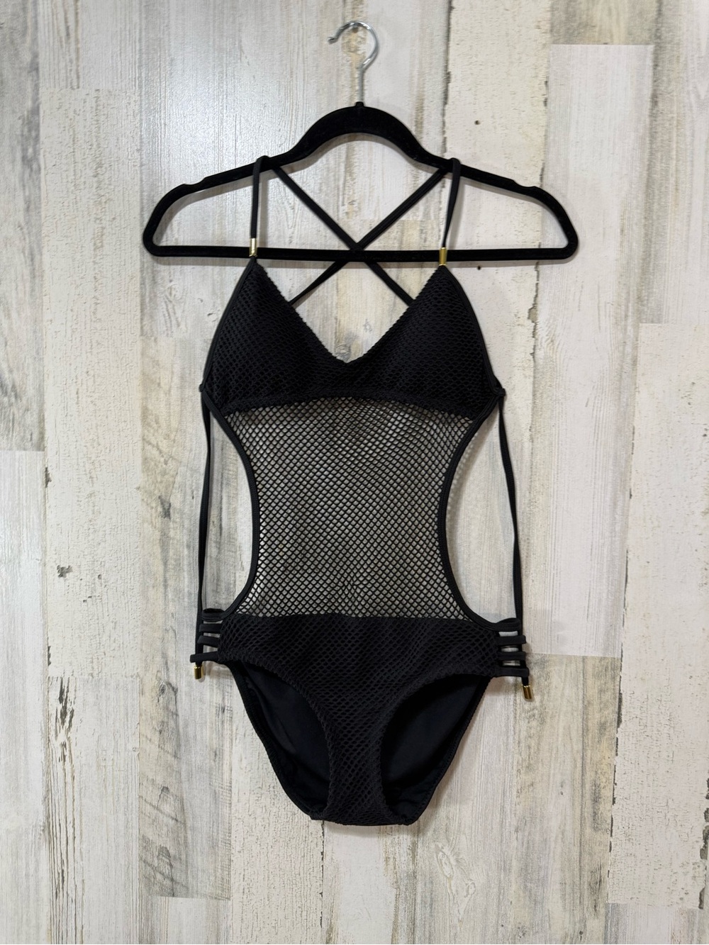 VENUS Black Mesh Cutout One-Piece Swimsuit